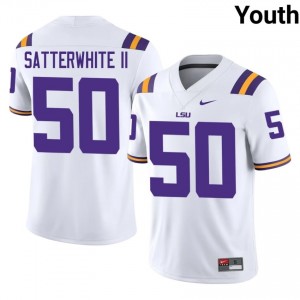 William Satterwhite II #50 LSU Tigers White Youth Tackle Twill Jersey | Classic SEC Football Merchandise 410pWd72