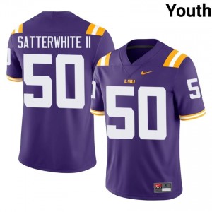 William Satterwhite II #50 LSU Tigers Purple Youth Embroidery Jersey | Durable College Football Merch 0i232476