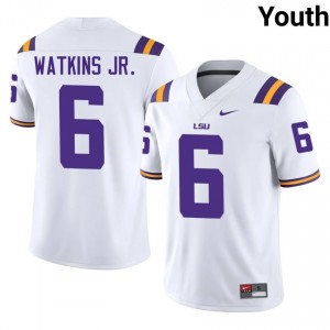 Winston Watkins Jr. #6 LSU White Youth Stitch Jersey | Limited High School Football Apparel 4RidP645