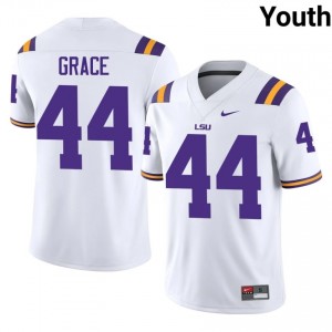 Zach Grace #44 Fighting Tigers White Youth Stitched Jersey | 2043 NCAA Football Apparel vFD08693