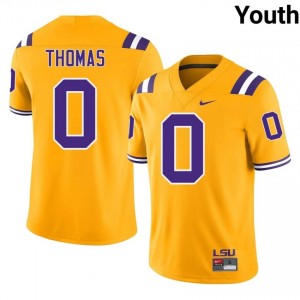 Zavion Thomas #0 Fighting Tigers Gold Youth Lightweight Jersey | Pro Cut NCAA Football Edition 3QCT5k57