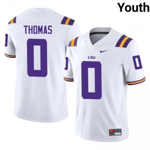 Zavion Thomas #0 LSU White Youth Performance Jersey | Classic High School Football Apparel 36040e23