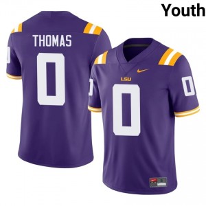 Zavion Thomas #0 Geaux Tigers Purple Youth Moisture Wicking Jersey | Durable University Football Uniform b042m773